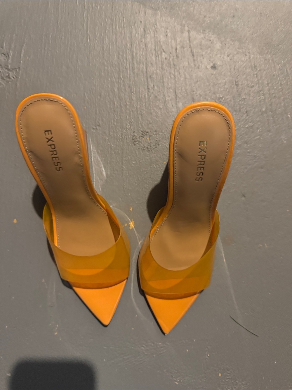 Express Yellow Pointed-Toe Slide Mules